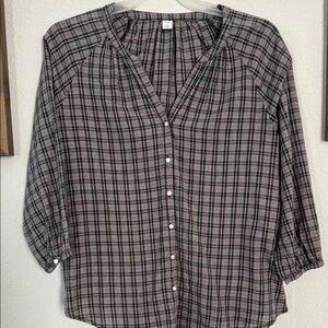 Plaid V-Neck Women's Top
